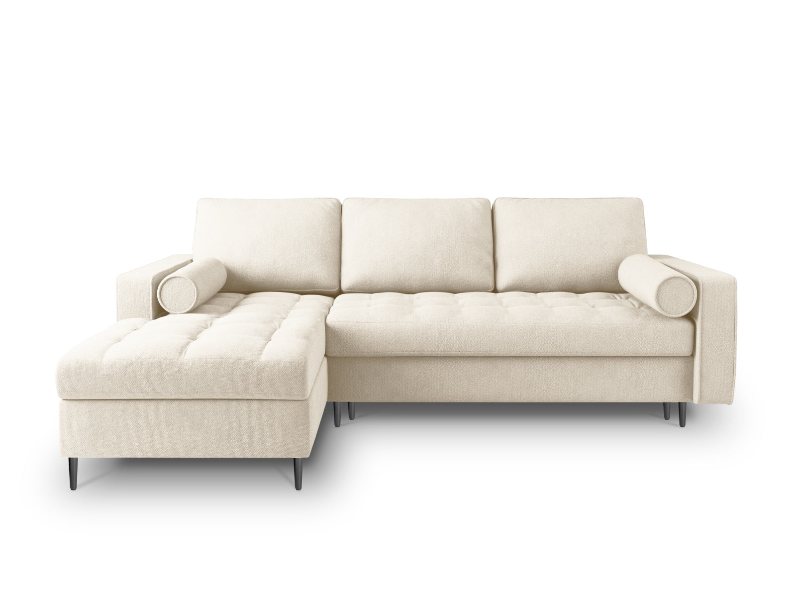 Elegantes 5-Sitzer Ecksofa links Aspen in Light Beige-Positano, ideal für Wohnräume, mit praktischer Schlaffunktion und Stauraum.
