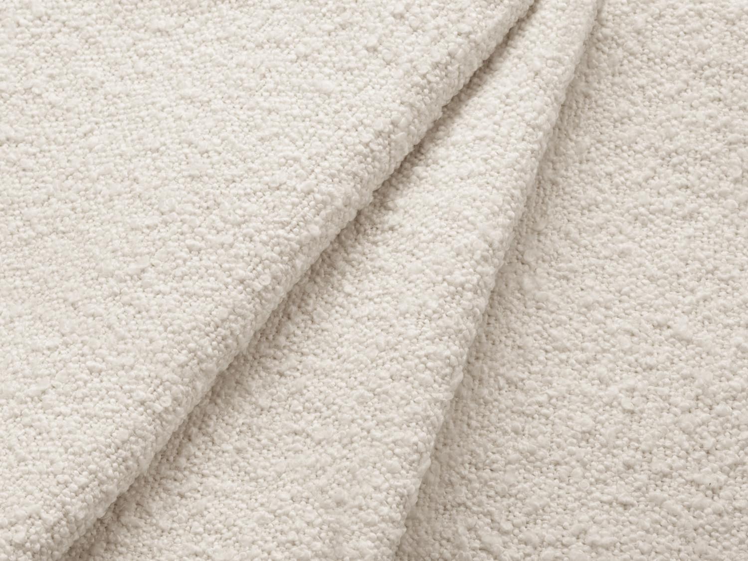 Elegantes Kyoto Boucle Ecksofa links, 4-Sitzer mit Schlaffunktion und praktischer Stauraumbox, ideal für moderne Wohnkonzepte.