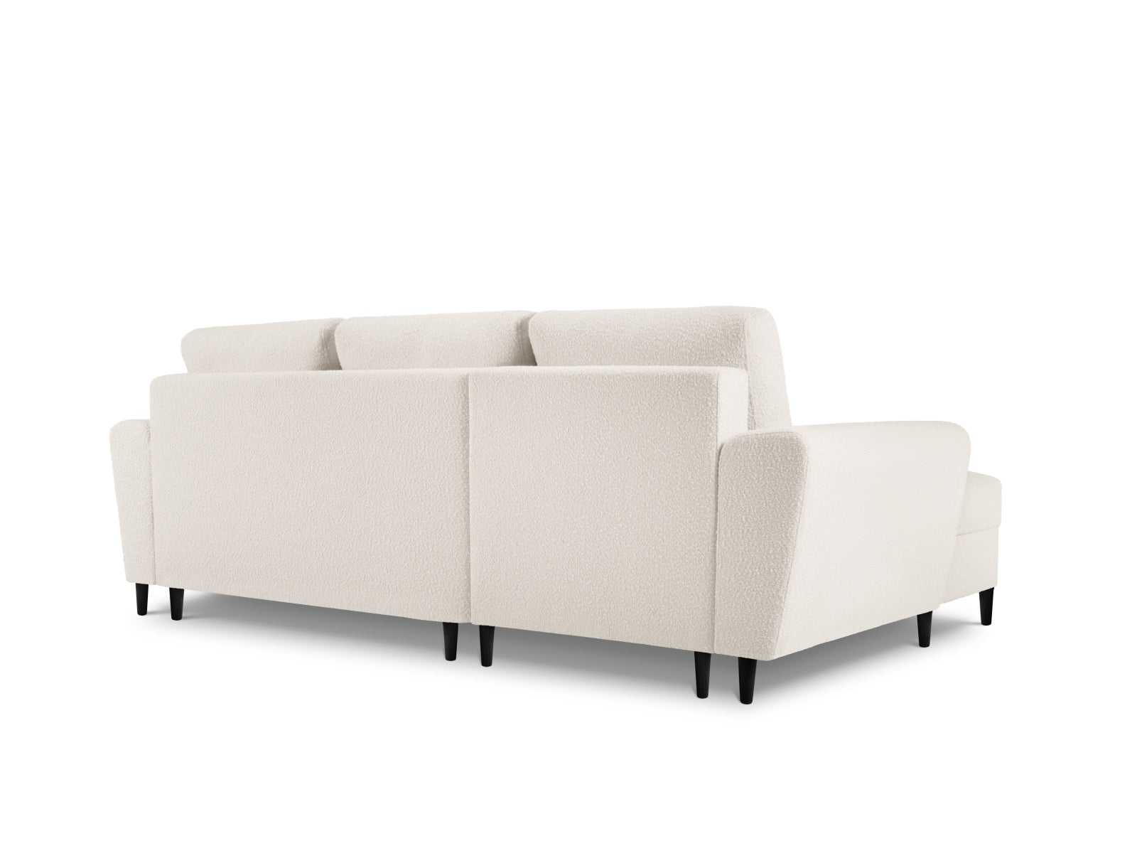 Elegantes Kyoto Boucle Ecksofa links, 4-Sitzer mit praktischer Schlaffunktion und integriertem Stauraum für vielseitige Nutzung.