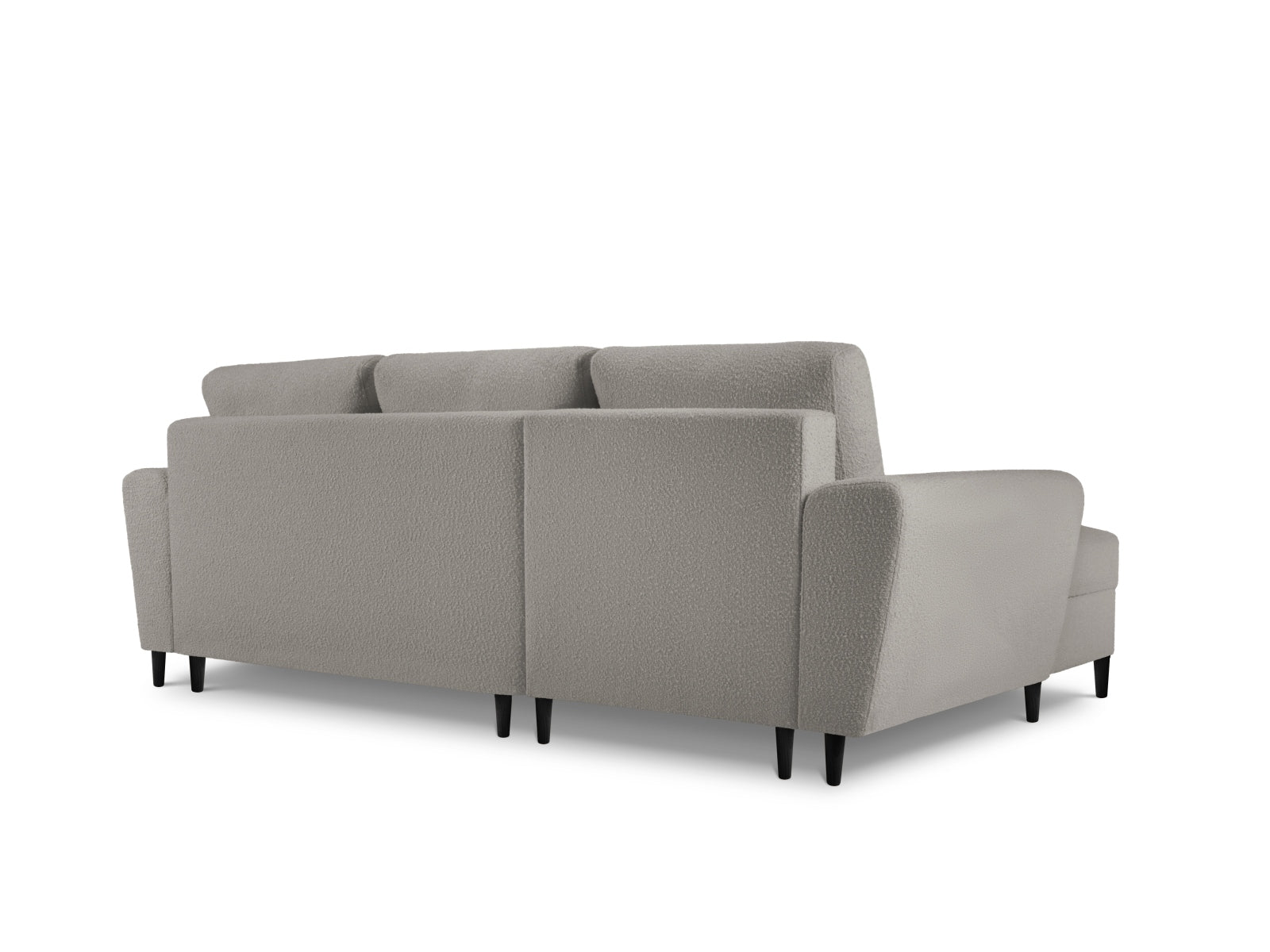 Stylisches Kyoto Boucle Ecksofa links, 4-Sitzer mit Schlaffunktion und Stauraum, ideal für moderne Wohnräume und gemütliche Abende.