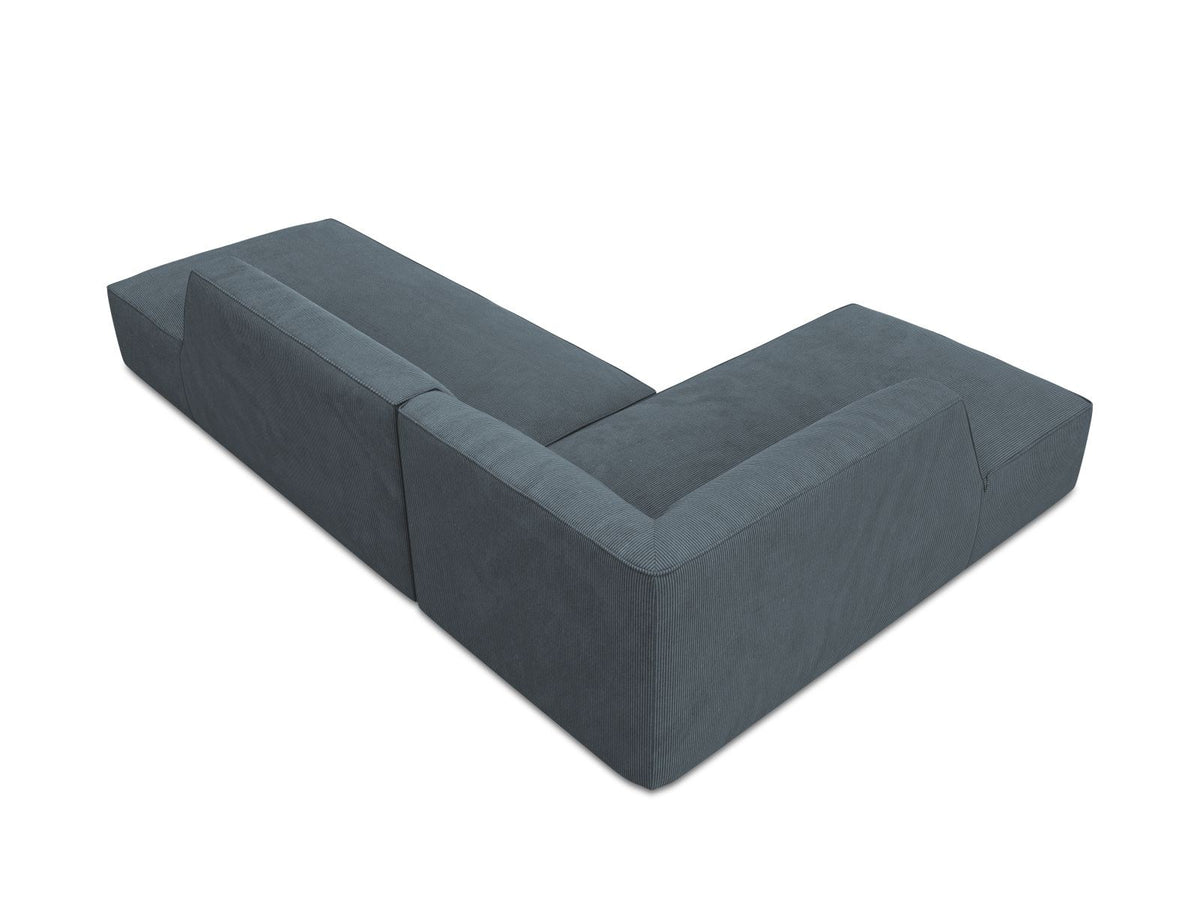 Modulares Ecksofa Siena links, 4-Sitzer, Light Beige-Scala Stoff, Massivholzrahmen, schwarze Kunststoffbeine, Sitzhöhe 40 cm.