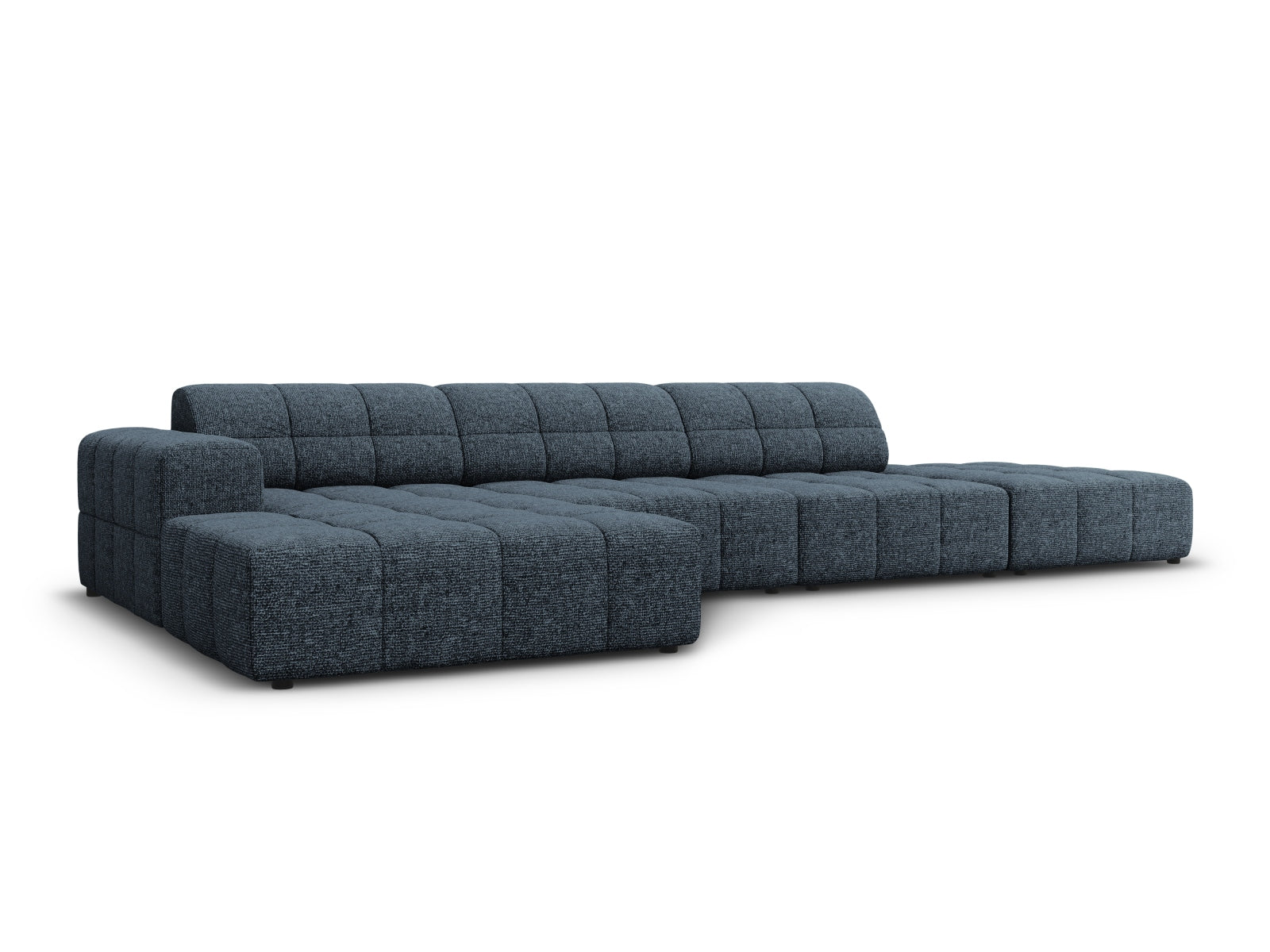 Elegantes Chicago Ecksofa links in Royal Blue, 5-Sitzer mit 166 cm, ideal für stilvolle Wohnräume, erhältlich bei KAQTU Design AG.