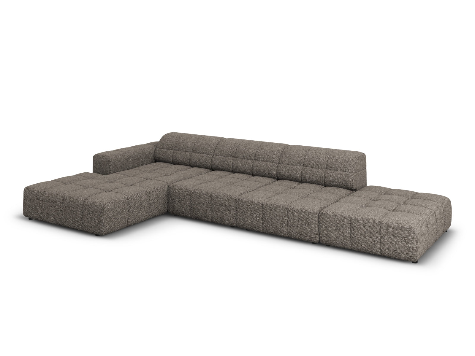Elegantes Chicago Ecksofa links, 5 Sitzer, 166cm in zeitlosem Grau, perfekt für stilvolle und einladende Wohnbereiche.