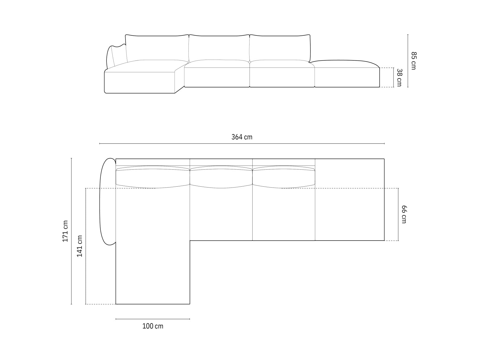 5-Sitzer Ecksofa links Matera in Black-Haga präsentiert im Onlineshop von KAQTU Design AG. Ecksofa links ist von Cosmopolitan Design