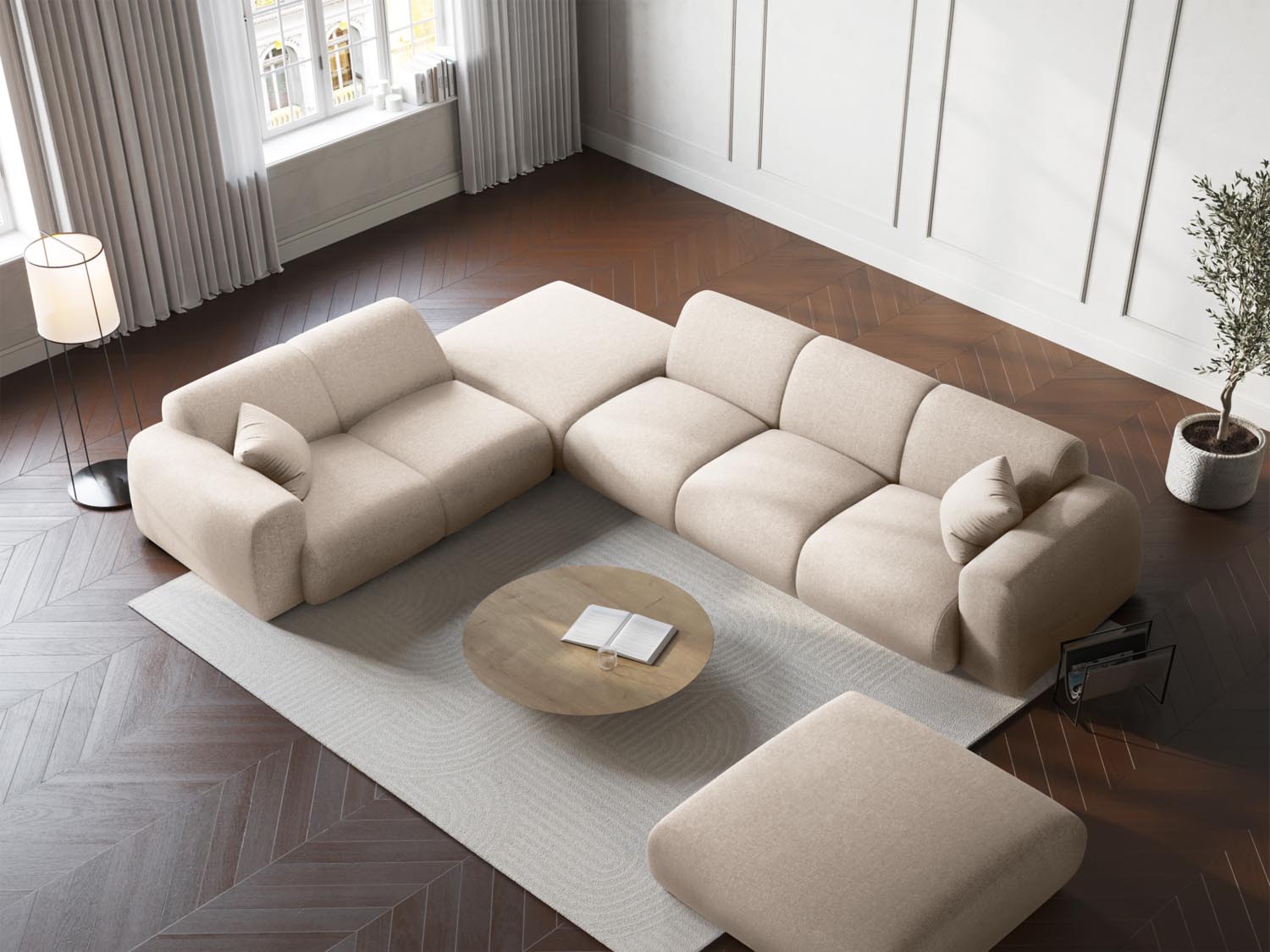 Nolio Ecksofa links 4 Sitzer 250cm in Light Beige präsentiert im Onlineshop von KAQTU Design AG. Ecksofa links ist von Cosmopolitan Design