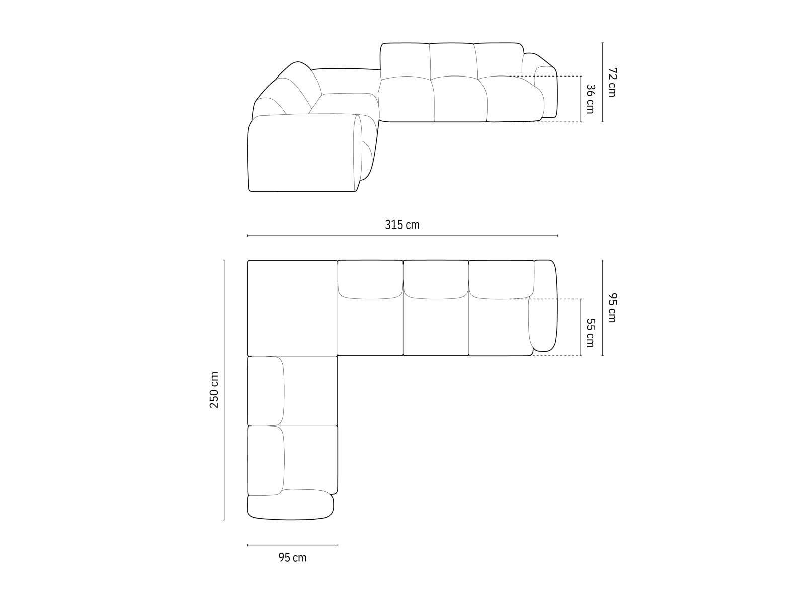 Nolio Ecksofa links 4 Sitzer 250cm in Light Grey präsentiert im Onlineshop von KAQTU Design AG. Ecksofa links ist von Cosmopolitan Design