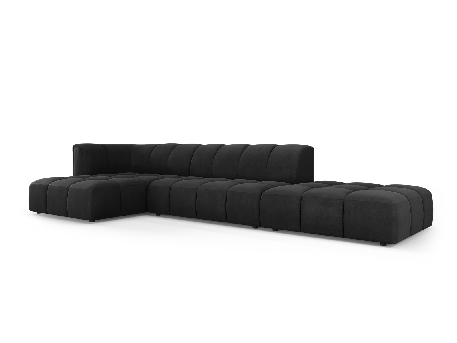 5-Sitzer Ecksofa links modular Moritz in Black-Rebel präsentiert im Onlineshop von KAQTU Design AG. Ecksofa links ist von Cosmopolitan Design