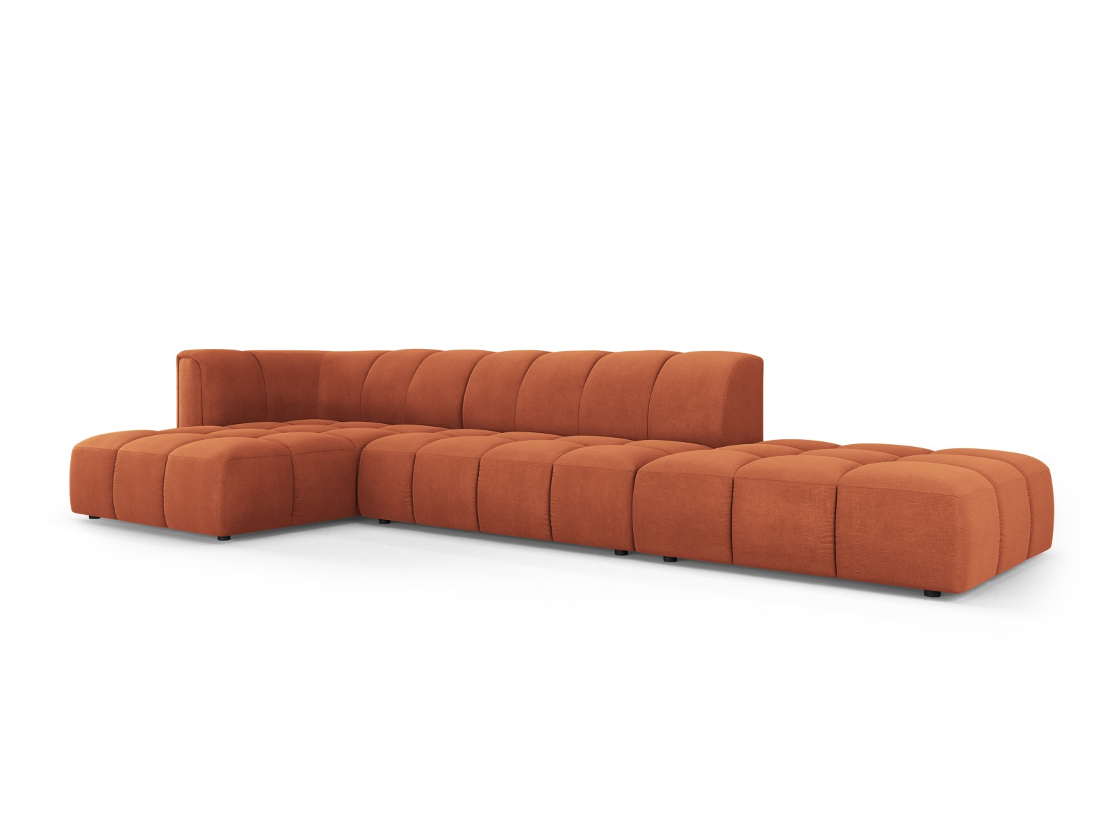 5-Sitzer Ecksofa links modular Moritz in Orange-Rebel präsentiert im Onlineshop von KAQTU Design AG. Ecksofa links ist von Cosmopolitan Design