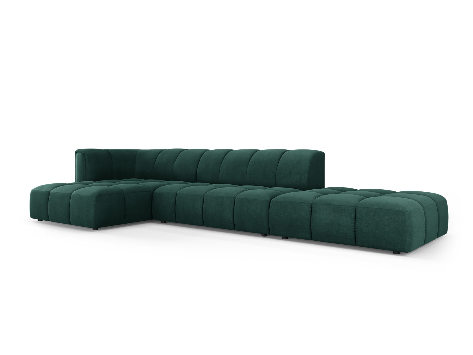 5-Sitzer Ecksofa links modular Moritz in Bottle Green-Rebel präsentiert im Onlineshop von KAQTU Design AG. Ecksofa links ist von Cosmopolitan Design
