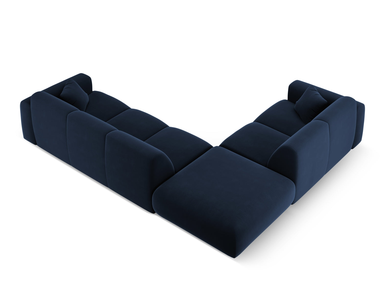 Elegantes Nolio Velour Ecksofa links in Royal Blue, großzügiger 4-Sitzer mit 250 cm, ideal für stilvolle Wohnräume und gesellige Abende.