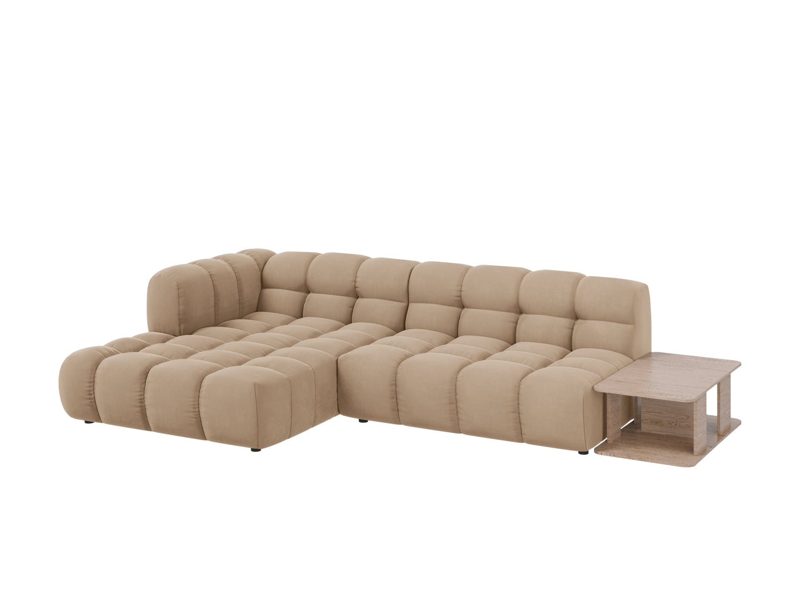Entdecken Sie das stilvolle Sky Velour Ecksofa links – 4-Sitzer mit 162 cm Breite. Perfekt für Ihr modernes Wohnzimmer!