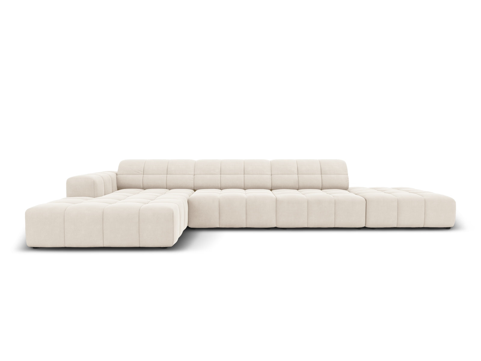 Chicago Velour Ecksofa links 5 Sitzer 166cm in Light Beige präsentiert im Onlineshop von KAQTU Design AG. Ecksofa links ist von Cosmopolitan Design
