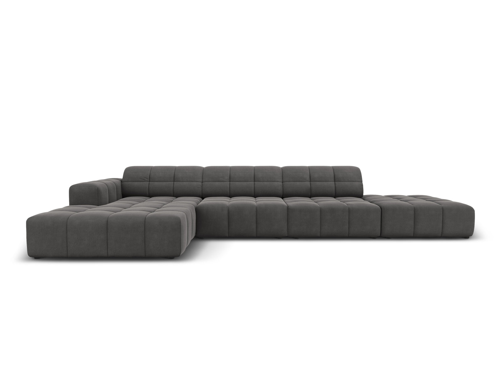 Chicago Velour Ecksofa links 5 Sitzer 166cm in Grey-Bluvel präsentiert im Onlineshop von KAQTU Design AG. L-Sofa links ist von Cosmopolitan Design
