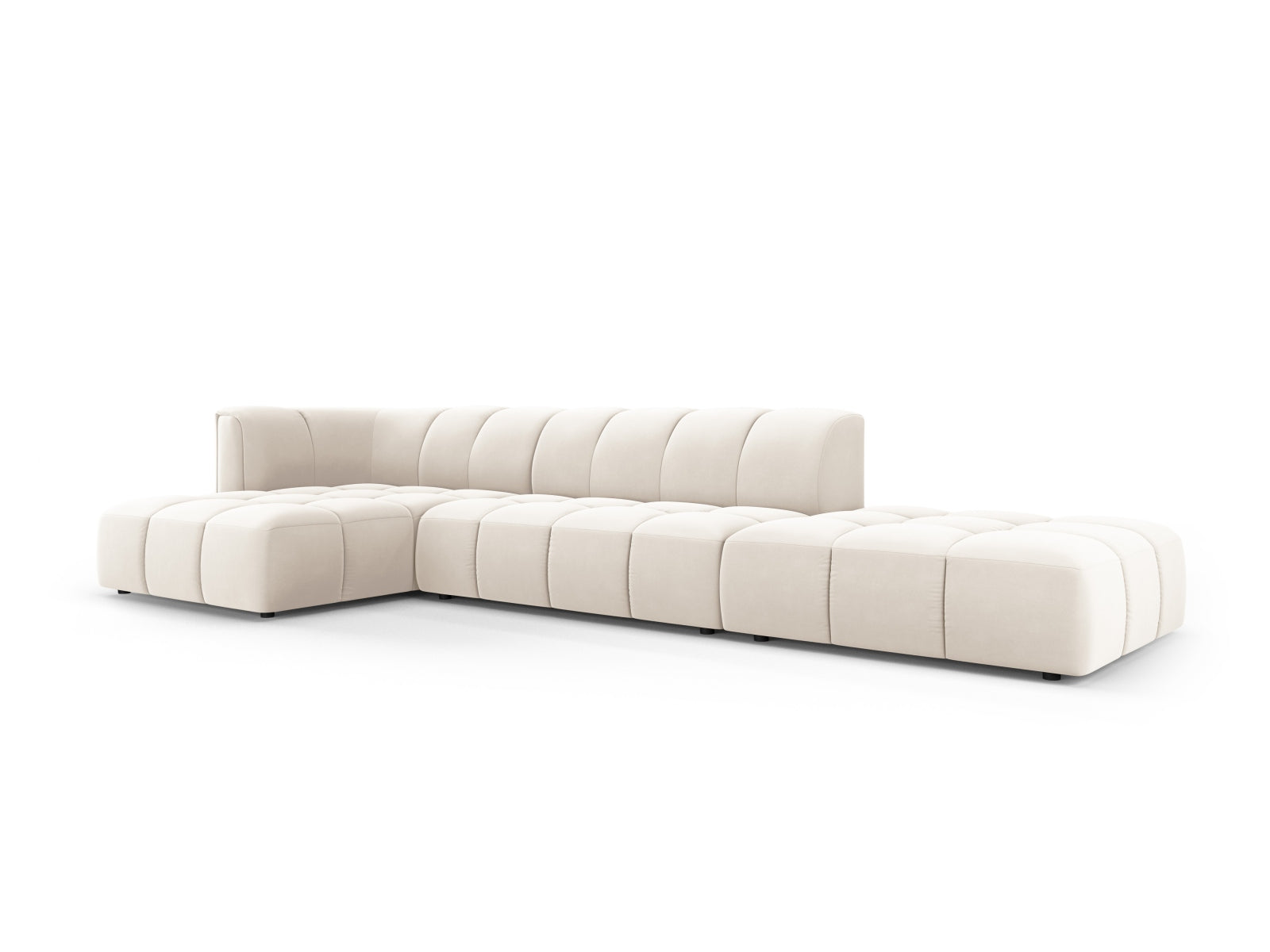 5-Sitzer Modular Ecksofa links Moritz in Light Beige-Bluvel präsentiert im Onlineshop von KAQTU Design AG. Ecksofa links ist von Cosmopolitan Design