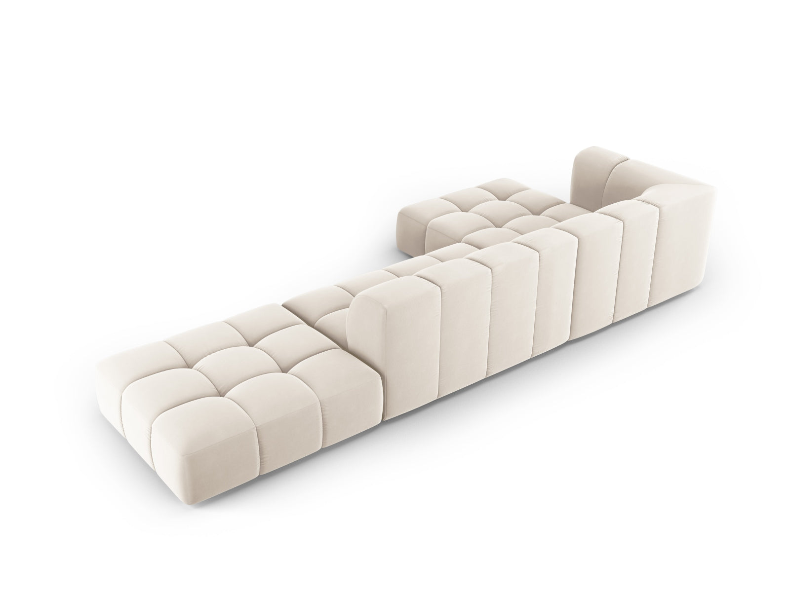 5-Sitzer Modular Ecksofa links Moritz in Light Beige-Bluvel präsentiert im Onlineshop von KAQTU Design AG. Ecksofa links ist von Cosmopolitan Design