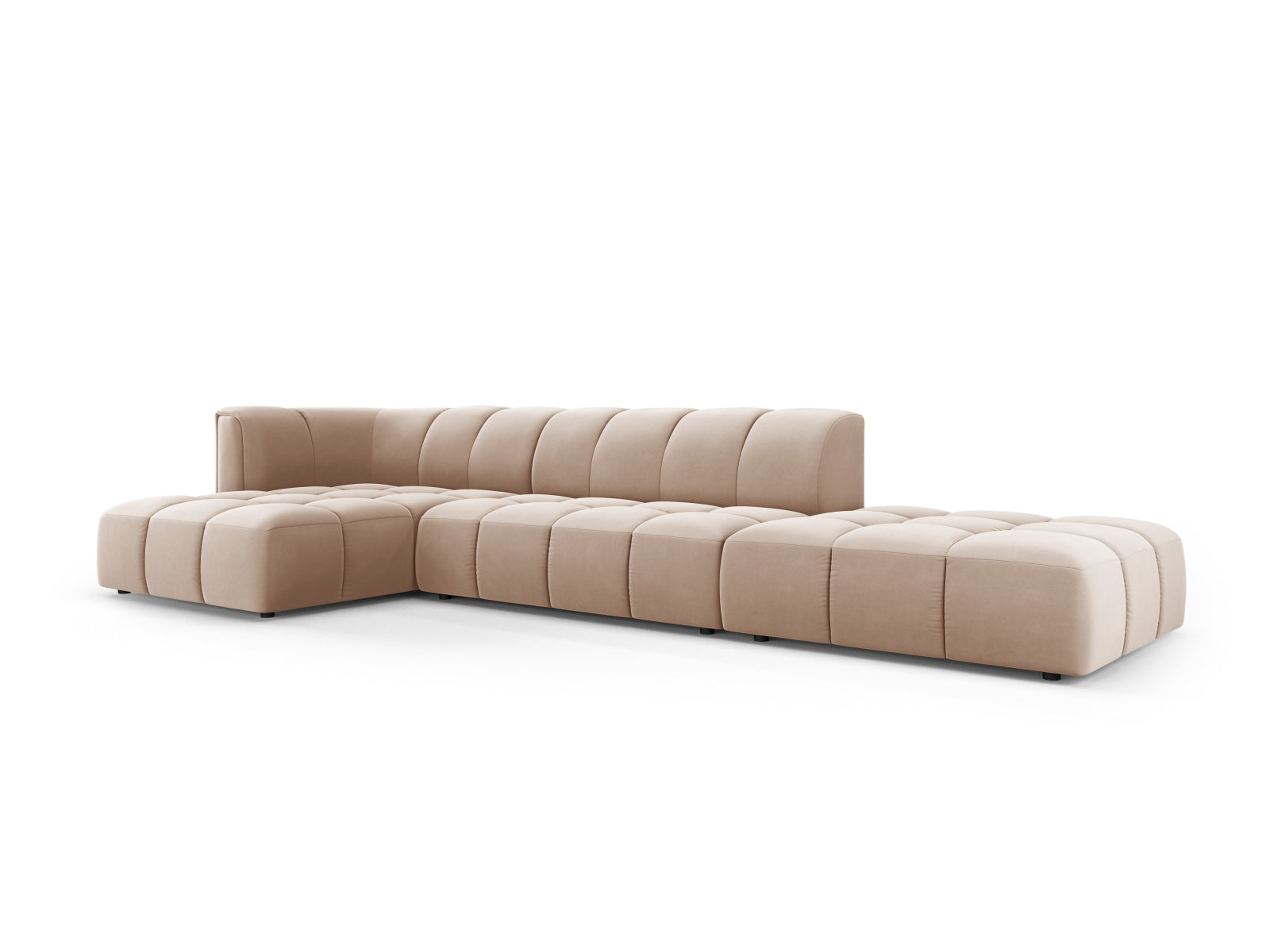 5-Sitzer Modular Ecksofa links Moritz in Beige-Bluvel präsentiert im Onlineshop von KAQTU Design AG. Ecksofa links ist von Cosmopolitan Design