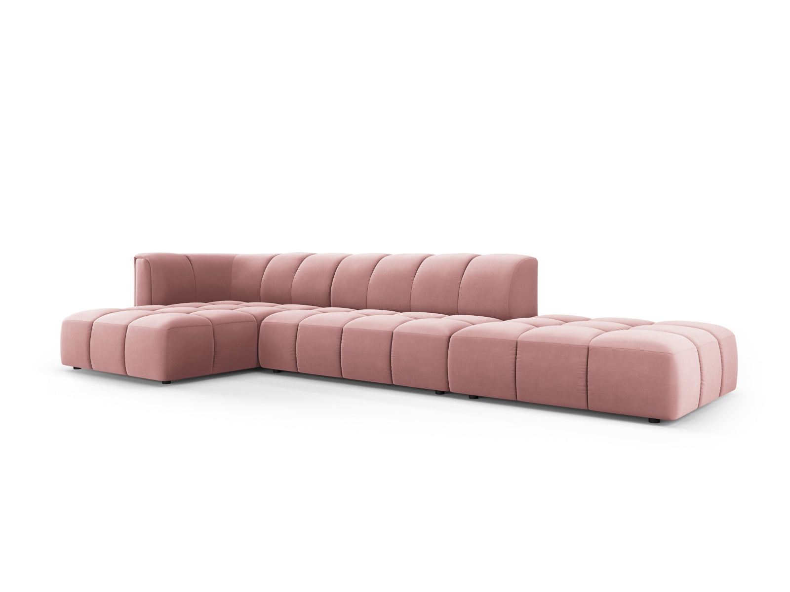 5-Sitzer Modular Ecksofa links Moritz in Pink-Bluvel präsentiert im Onlineshop von KAQTU Design AG. Ecksofa links ist von Cosmopolitan Design