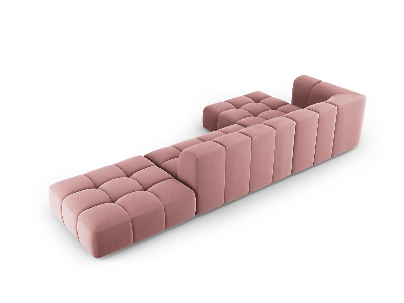 5-Sitzer Modular Ecksofa links Moritz in Pink-Bluvel präsentiert im Onlineshop von KAQTU Design AG. Ecksofa links ist von Cosmopolitan Design