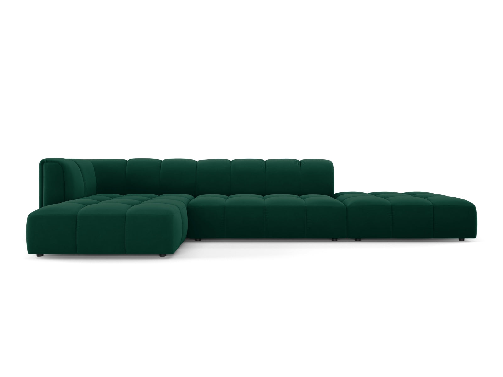 5-Sitzer Modular Ecksofa links Moritz in Bottle Green-Bluvel präsentiert im Onlineshop von KAQTU Design AG. Ecksofa links ist von Cosmopolitan Design