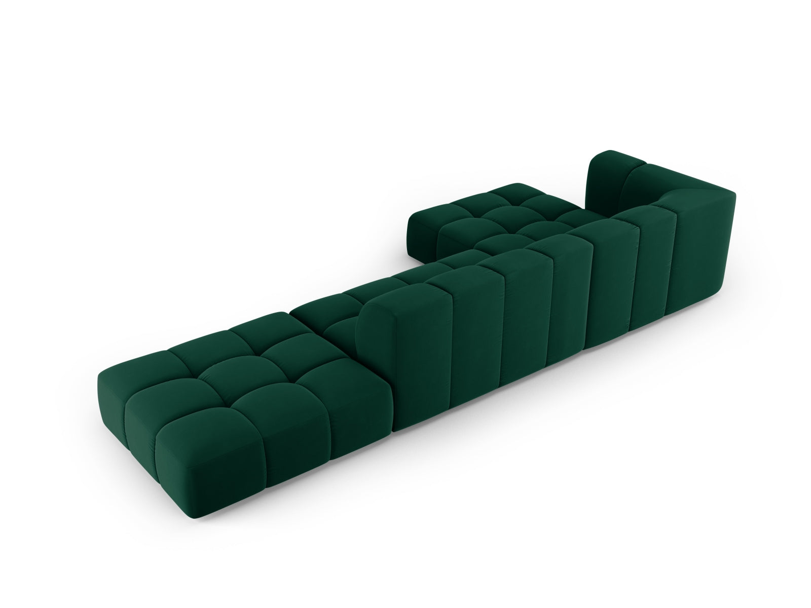 5-Sitzer Modular Ecksofa links Moritz in Bottle Green-Bluvel präsentiert im Onlineshop von KAQTU Design AG. Ecksofa links ist von Cosmopolitan Design