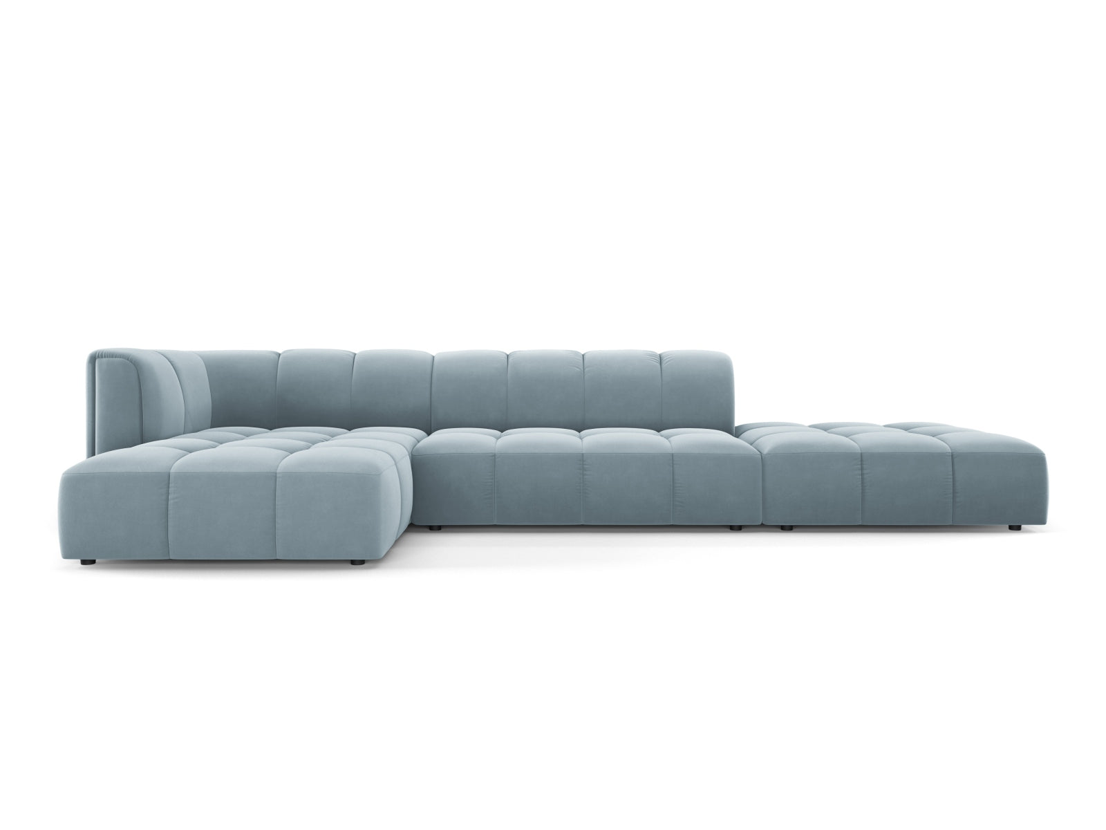 5-Sitzer Modular Ecksofa links Moritz in Light Blue-Bluvel präsentiert im Onlineshop von KAQTU Design AG. Ecksofa links ist von Cosmopolitan Design