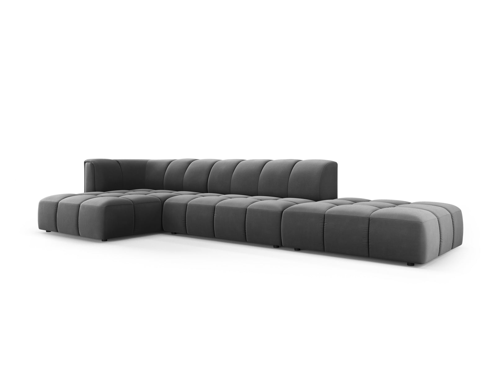 5-Sitzer Modular Ecksofa links Moritz in Grey-Bluvel präsentiert im Onlineshop von KAQTU Design AG. Ecksofa links ist von Cosmopolitan Design