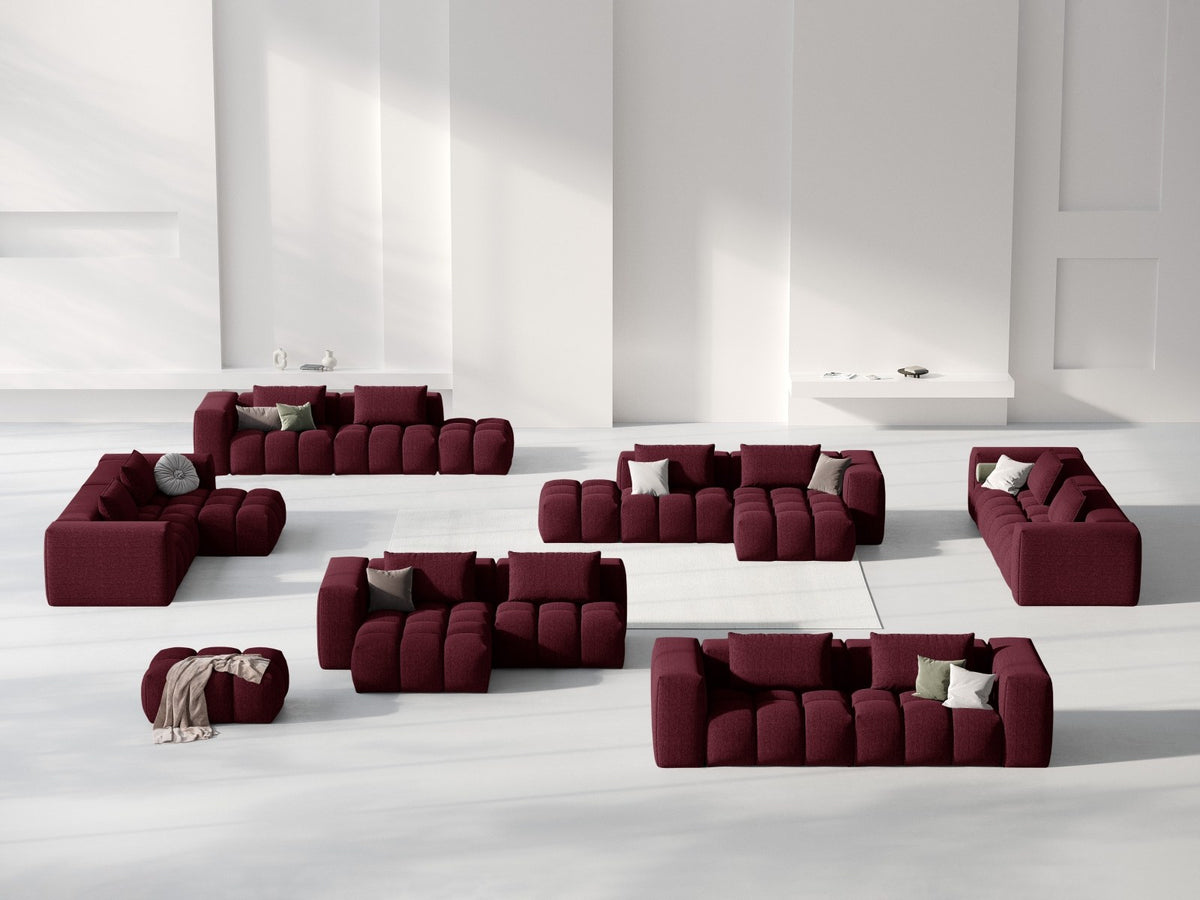 Modulares Ecksofa Verona links mit 3 Sitzplätzen in dunkelblauem Sorella-Stoff, Massivholzrahmen und schwarzen Kunststoffbeinen, Récamiere-Form.