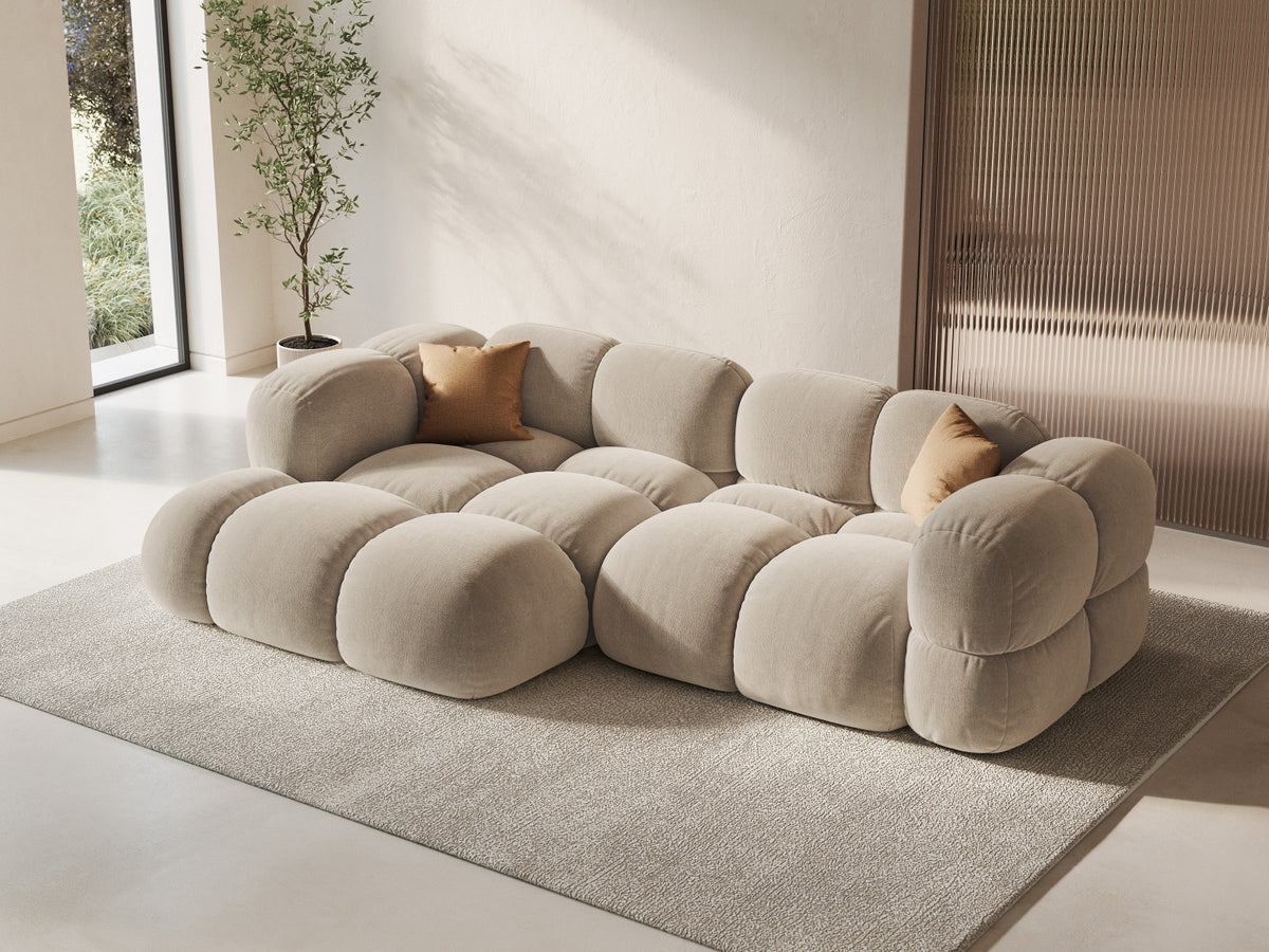 Loretto Velour Ecksofa links 3 Sitzer 147cm in Light Beige-Vogue präsentiert im Onlineshop von KAQTU Design AG. L-Sofa links ist von Cosmopolitan Design