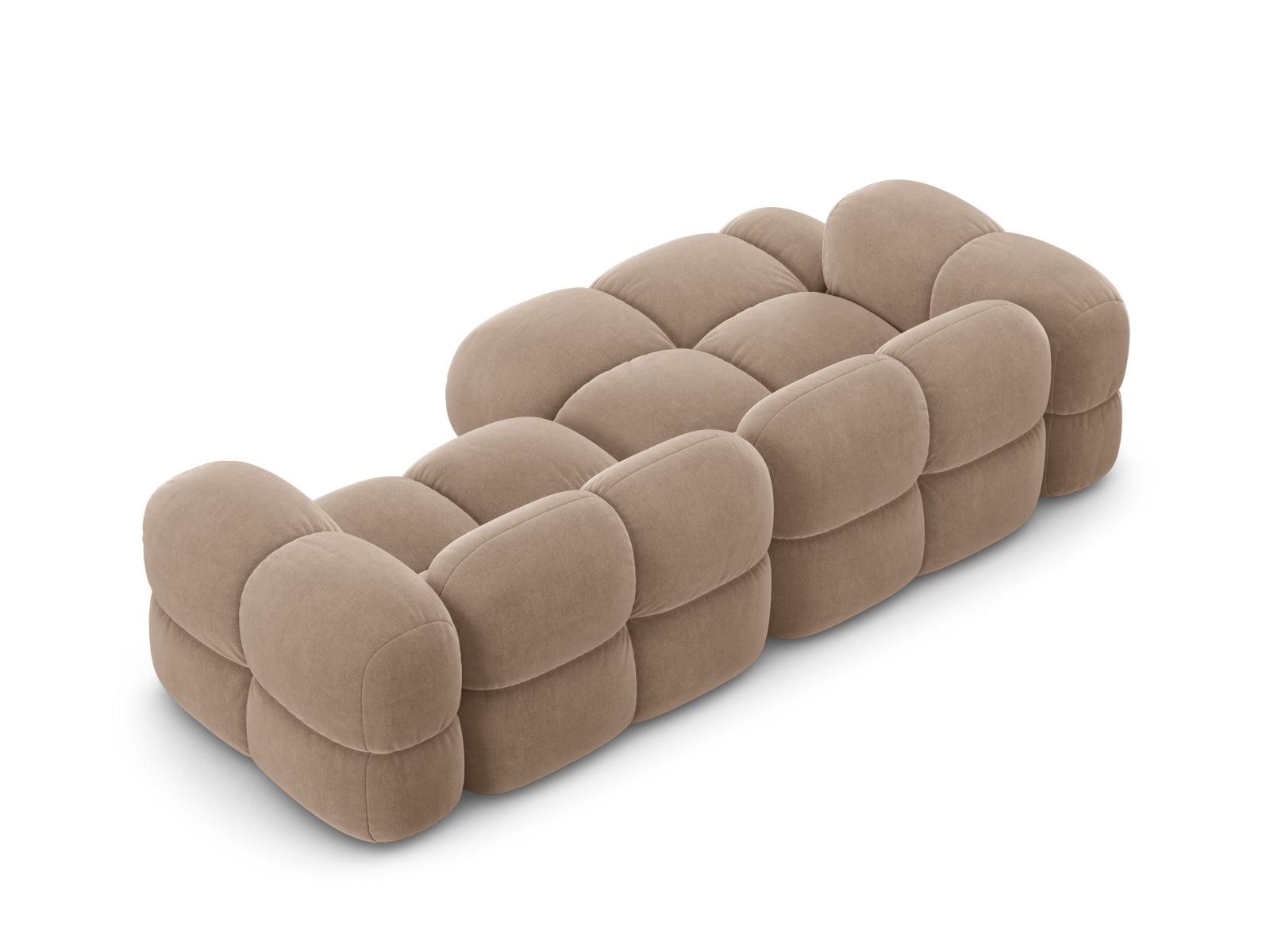 Modernes Loretto Velour Ecksofa links in edlem Dunkelbeige, perfekt für gemütliche Wohnzimmer und geschmackvolle Einrichtung.