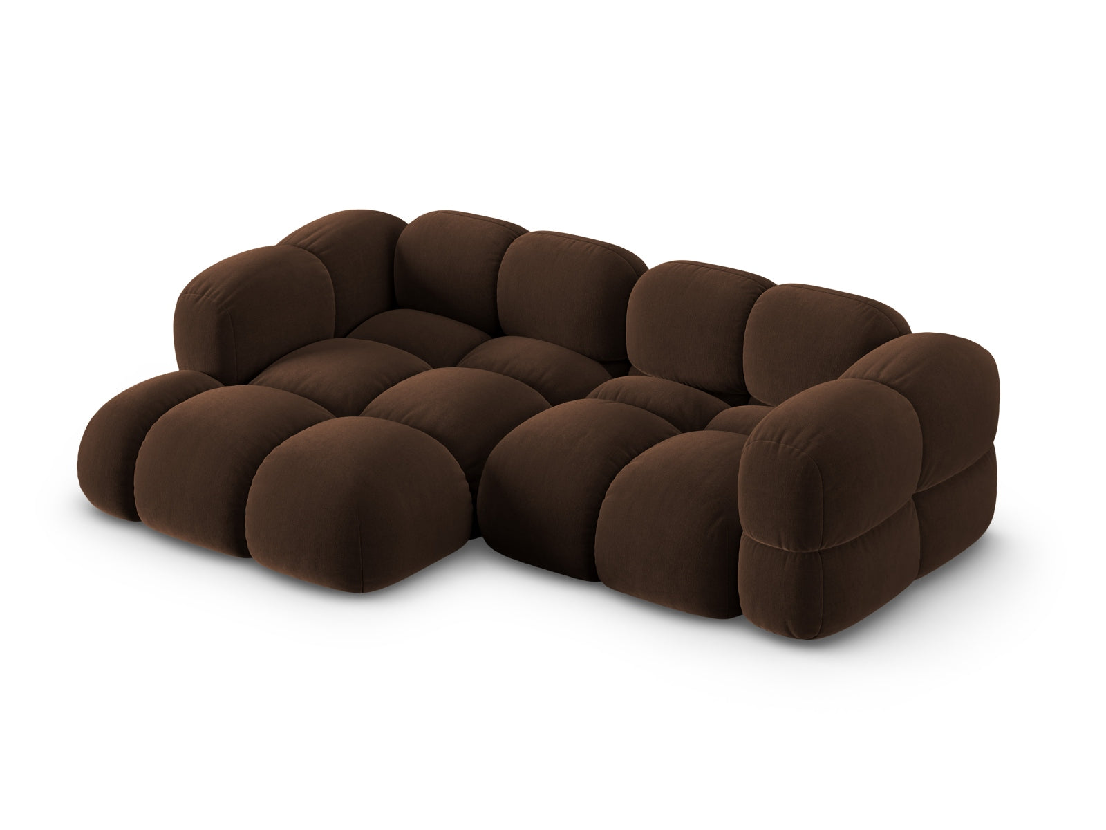 Erleben Sie das Loretto Velour Ecksofa links 3-Sitzer 147 cm von Cosmopolitan Design – ein stilvolles Möbelstück, das Eleganz und Gemütlichkeit vereint.