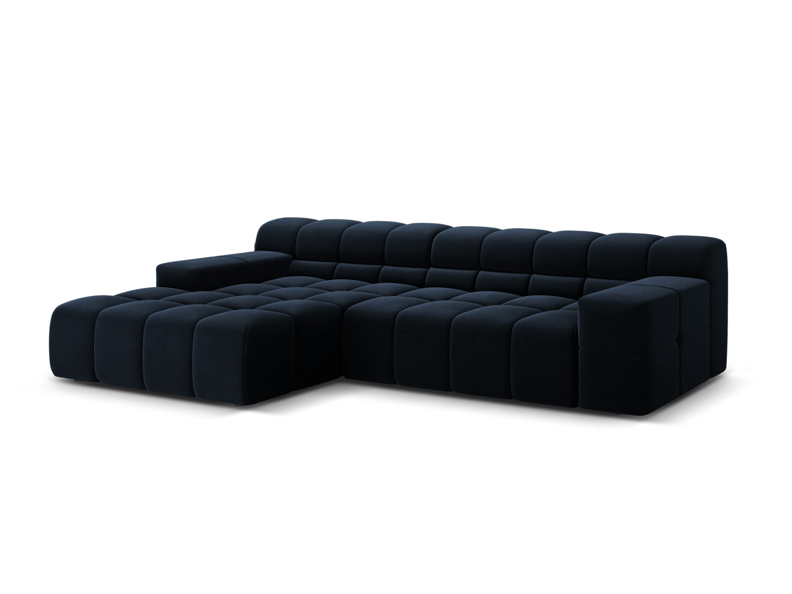 Elegantes 3-Sitzer Ecksofa links Hawaii in tiefem Navy Blue-Magic Velvet, ideal für stilvolle Wohnräume, präsentiert von Cosmopolitan Design.