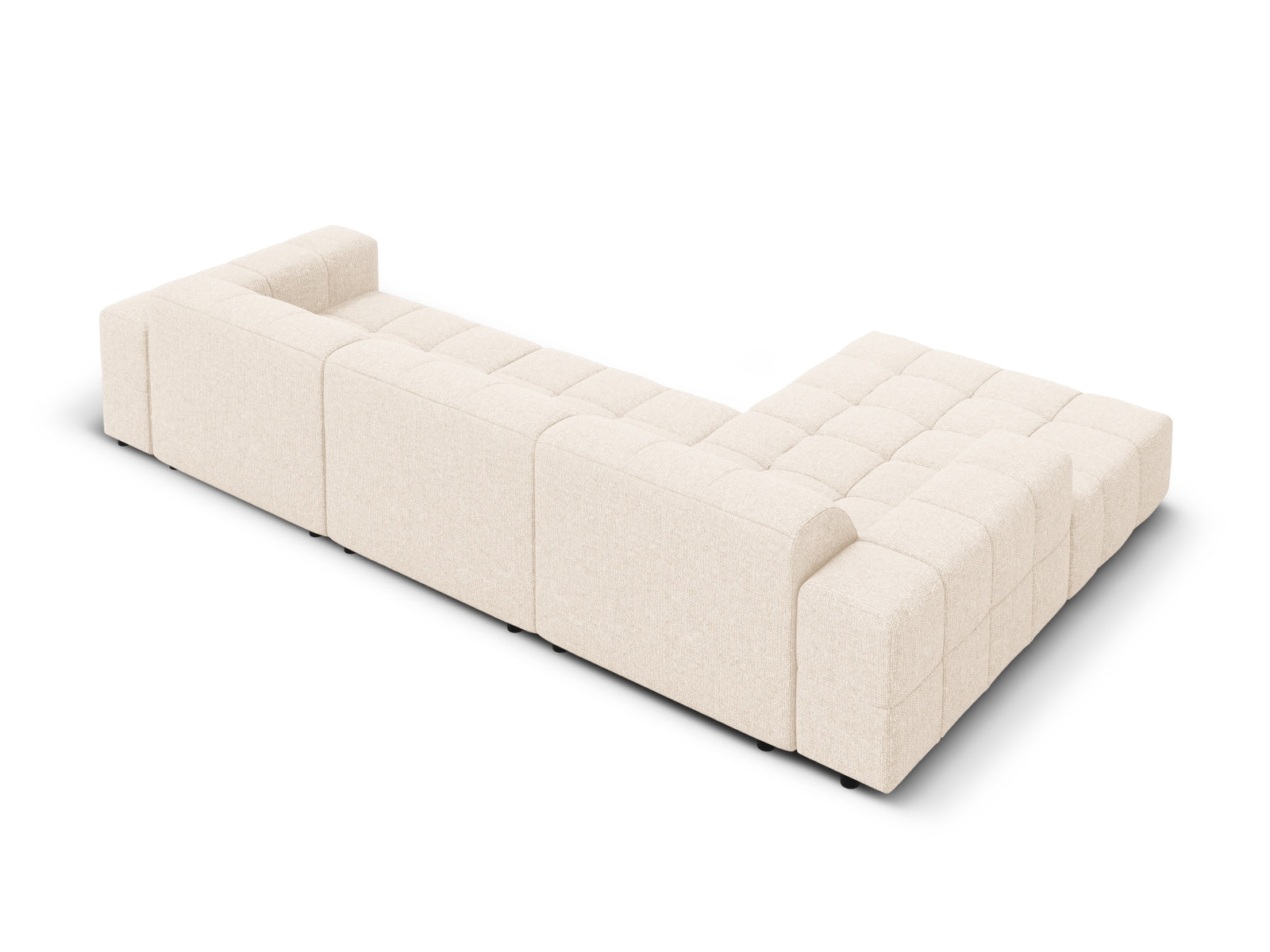 Modernes Chicago Ecksofa links, 4-Sitzer in neutralem Beige, ideal für komfortable Wohnräume und gesellige Abende.