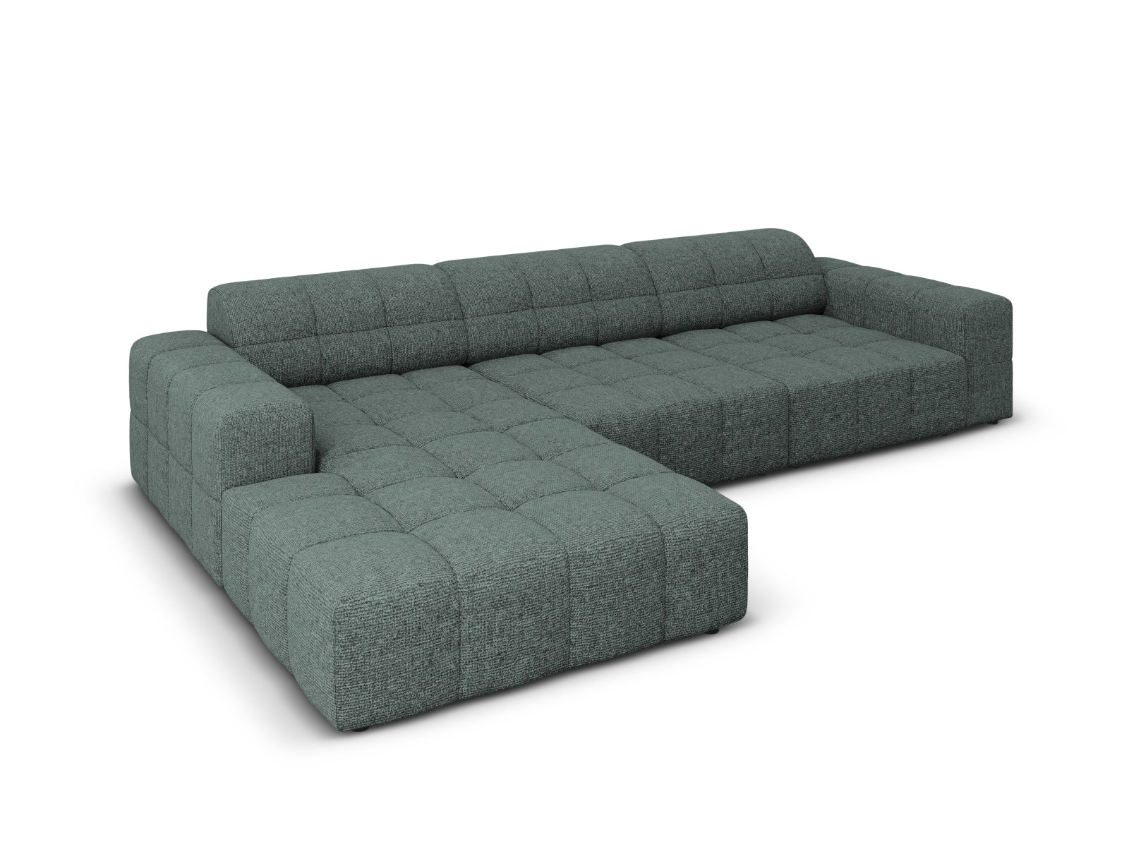 Elegantes Chicago Ecksofa links, 4-Sitzer in Petrol-Haga, perfekt für stilvolle Wohnzimmer, erhältlich bei Cosmopolitan Design.