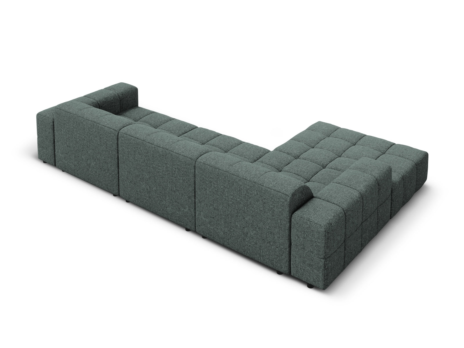Modernes 4-Sitzer Chicago Ecksofa links in Petrol-Haga, ideal für gemütliche und stilvolle Wohnräume, erhältlich bei Cosmopolitan Design.