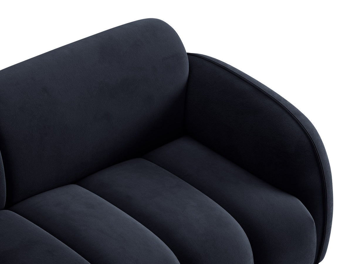 Bilbao Ecksofa links 3-Sitzer von Cosmopolitan Design in Light Beige-Casino Samtstoff, Holzrahmen, schwarze Kunststoffbeine, mit Récamiere.