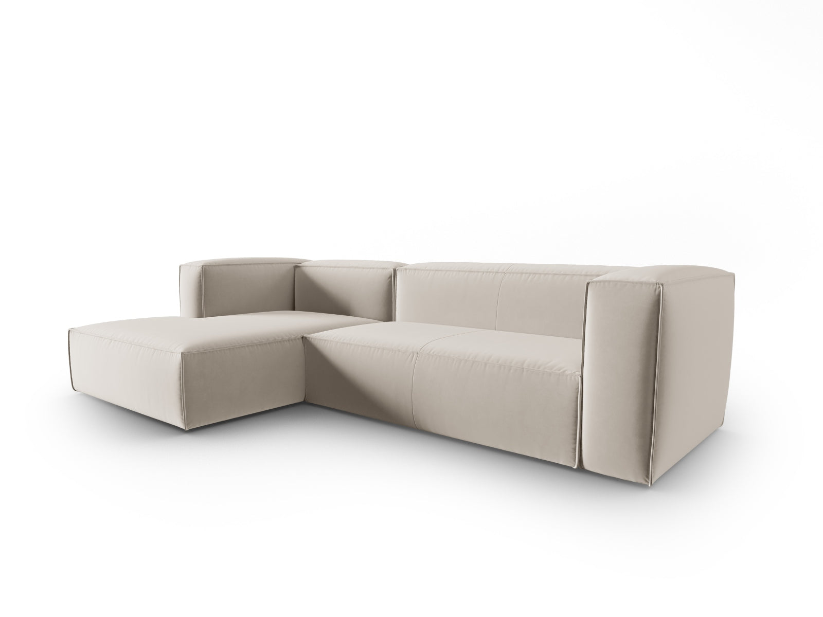Mackay Velour links Ecksofa 4 Sitzer in Ecru präsentiert im Onlineshop von KAQTU Design AG. Ecksofa links ist von Cosmopolitan Design