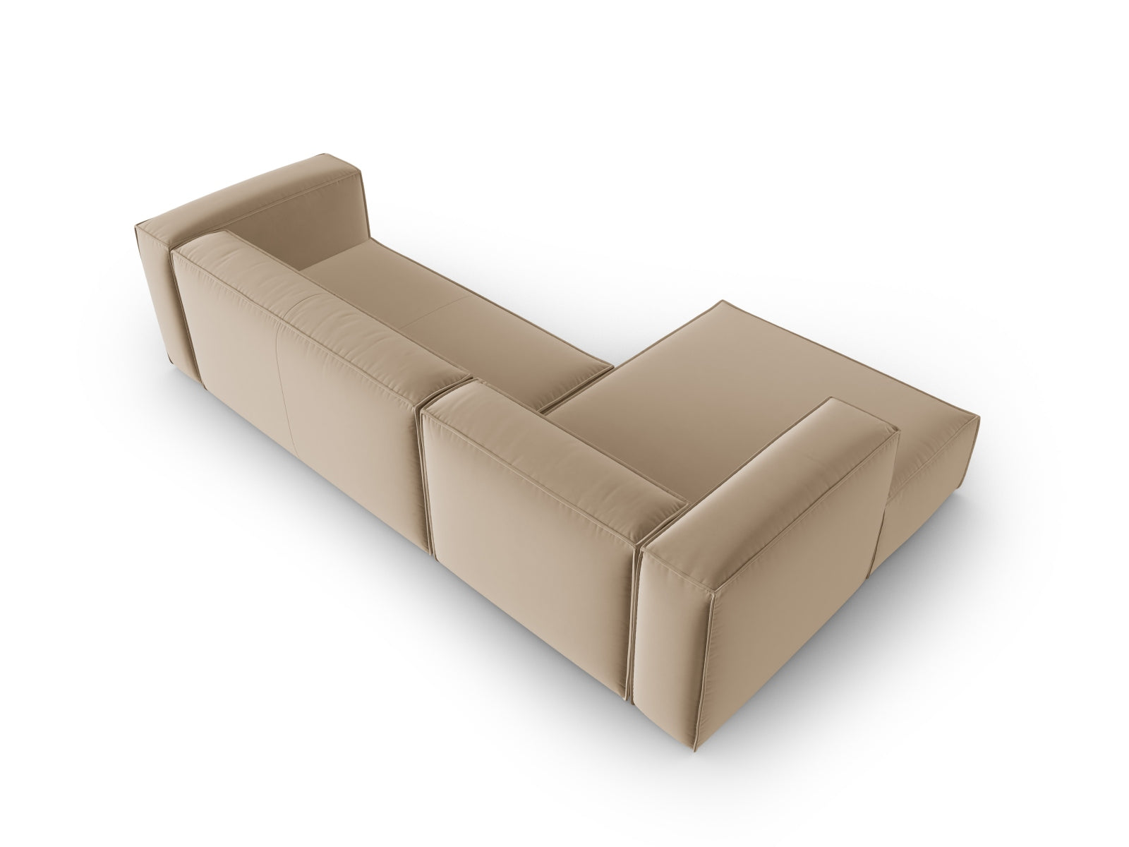 Mackay Velour links Ecksofa 4 Sitzer in Sand präsentiert im Onlineshop von KAQTU Design AG. Ecksofa links ist von Cosmopolitan Design