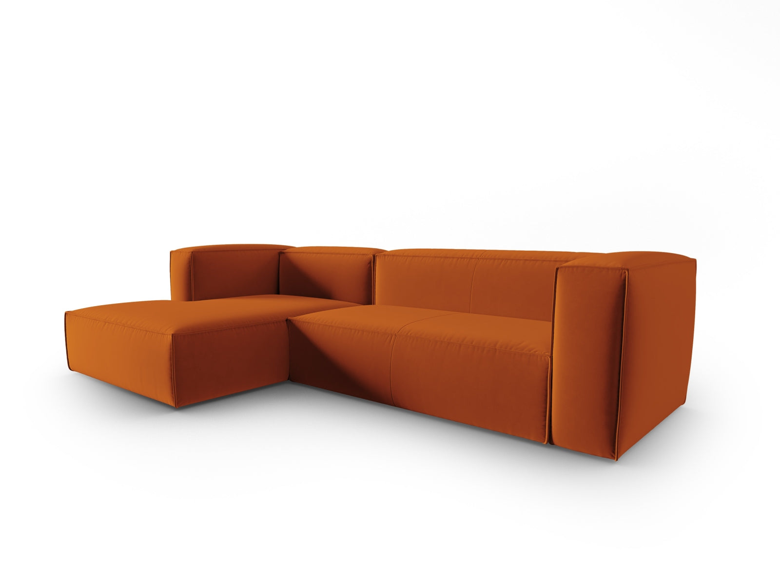 Mackay Velour links Ecksofa 4 Sitzer in Terracotta präsentiert im Onlineshop von KAQTU Design AG. Ecksofa links ist von Cosmopolitan Design