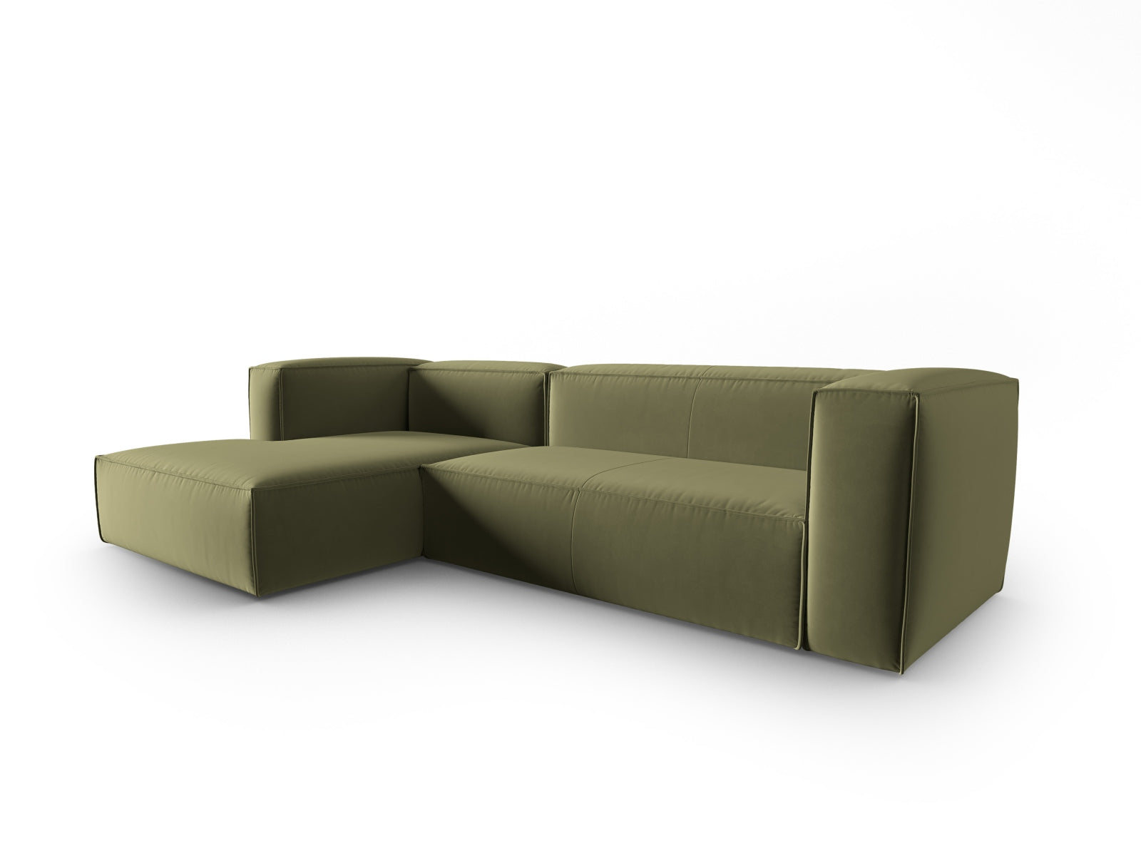 Mackay Velour links Ecksofa 4 Sitzer in Light Green präsentiert im Onlineshop von KAQTU Design AG. Ecksofa links ist von Cosmopolitan Design