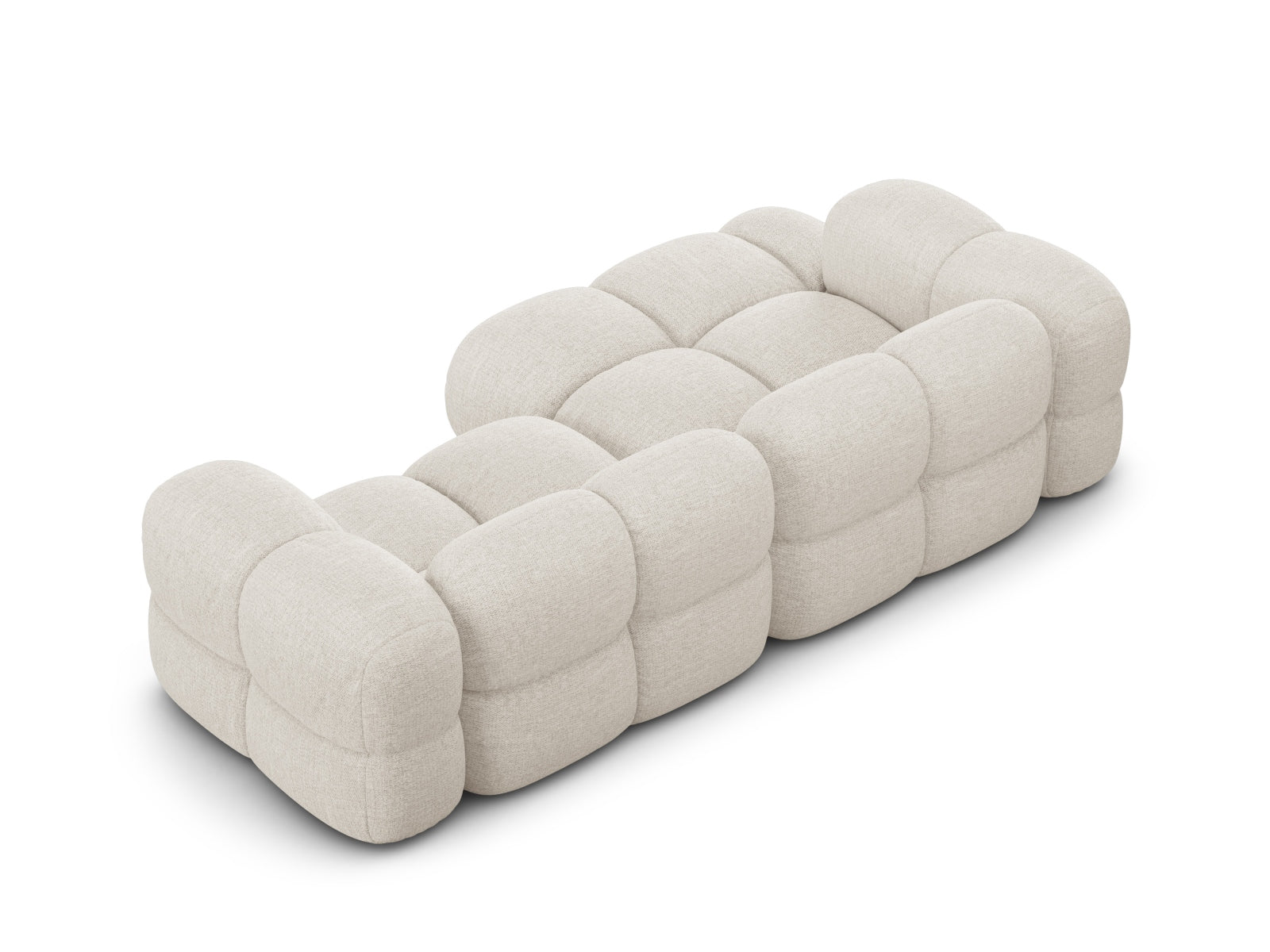 Beige Loretto Ecksofa links, 3-Sitzer, modernes Design, perfekt für elegante Wohnräume, erhältlich bei Cosmopolitan Design.