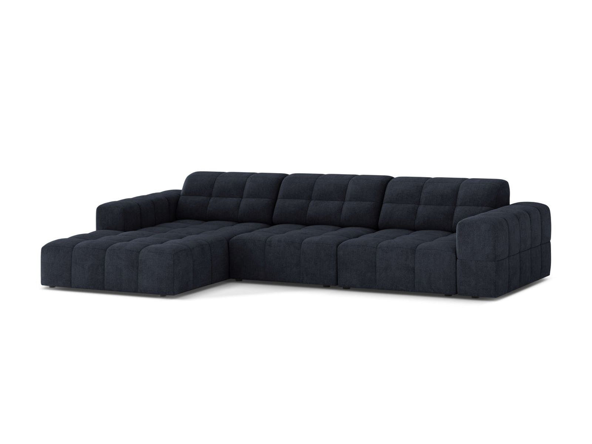 Ecksofa links Chicago in Light Beige mit Eden-Stoff, Massivholzrahmen, Kunststoffbeinen und Récamiere, Cosmopolitan Design