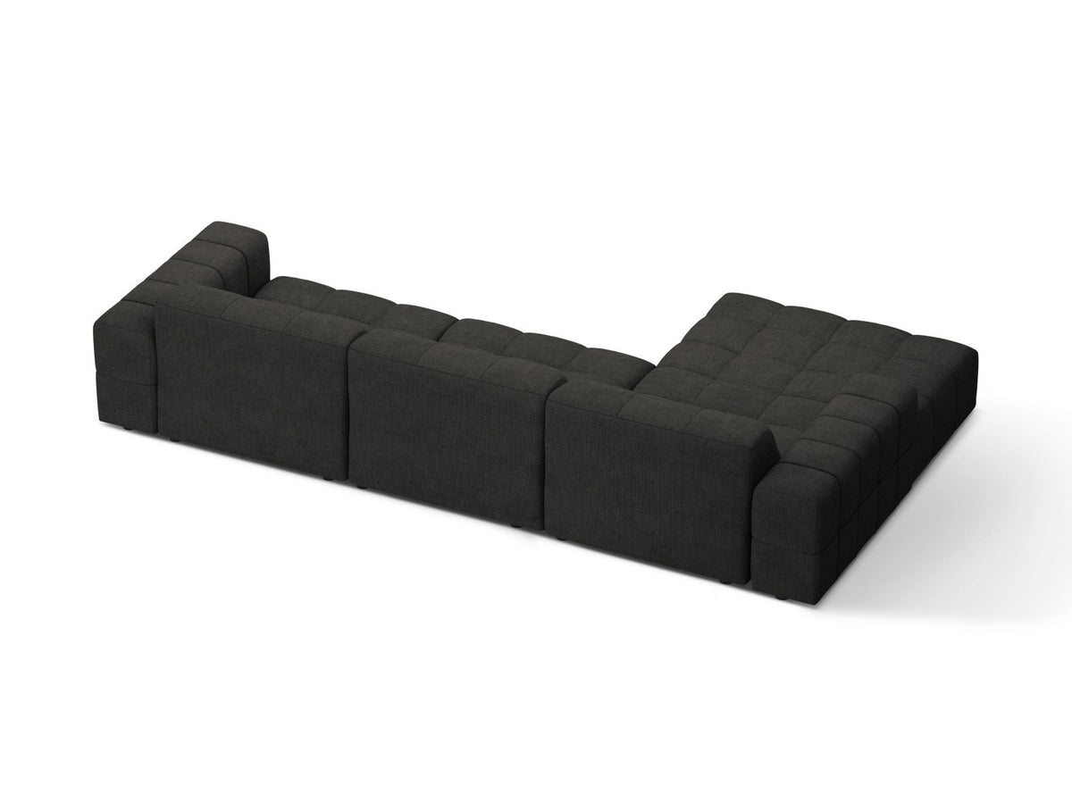 Ecksofa links Chicago in Light Beige mit Eden-Stoff, Massivholzrahmen, Kunststoffbeinen und Récamiere, Cosmopolitan Design