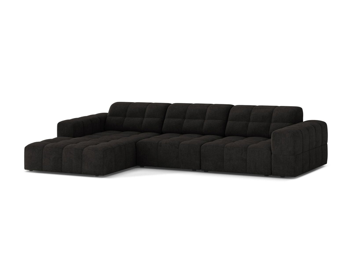 Ecksofa links Chicago in Light Beige mit Eden-Stoff, Massivholzrahmen, Kunststoffbeinen und Récamiere, Cosmopolitan Design
