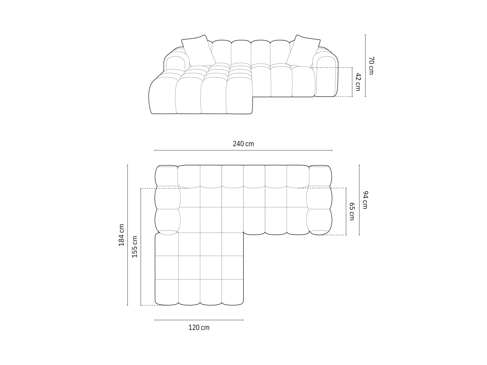 Modernes 3-Sitzer Ecksofa Treno in hellem Beige, perfekt für gemütliche Wohnzimmer, angeboten von Cosmopolitan Design.