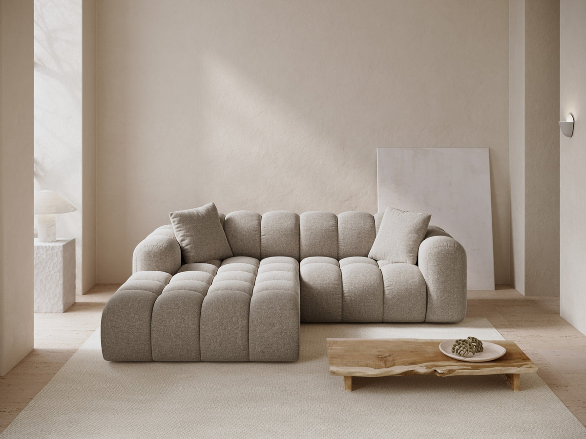 Ecksofa links Treno von Cosmopolitan Design mit Stoffbezug und schwarzen Beinen