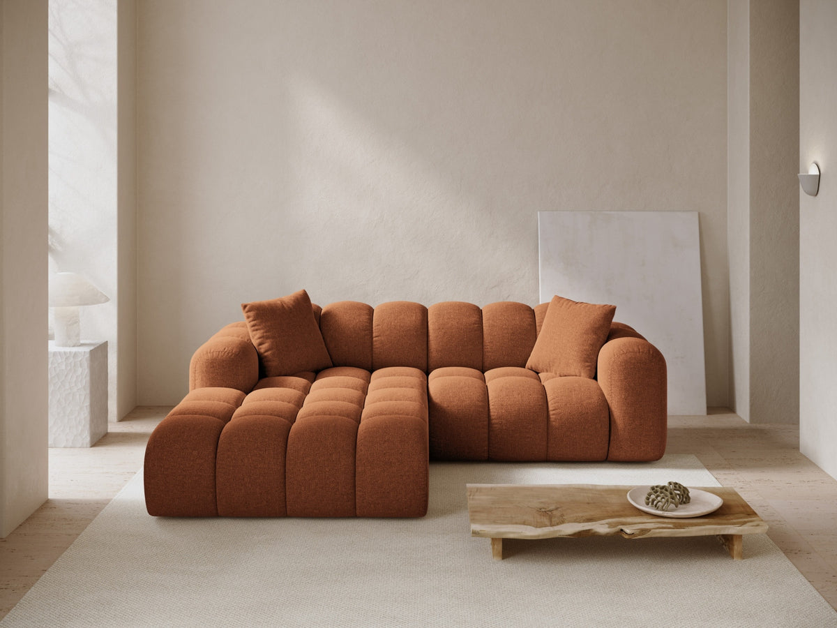 Ecksofa links Treno von Cosmopolitan Design mit Stoffbezug und schwarzen Beinen