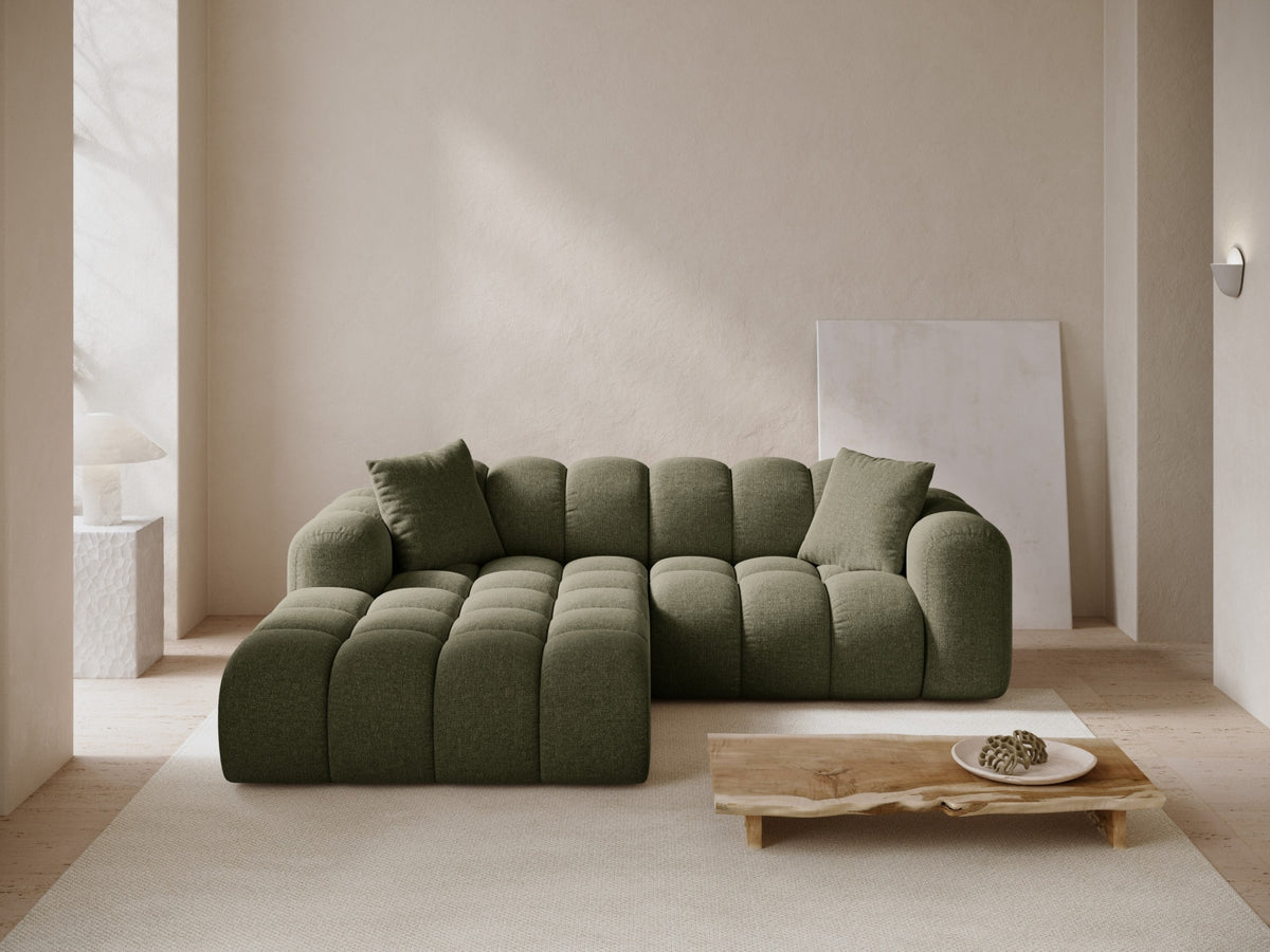 Ecksofa links Treno von Cosmopolitan Design mit Stoffbezug und schwarzen Beinen