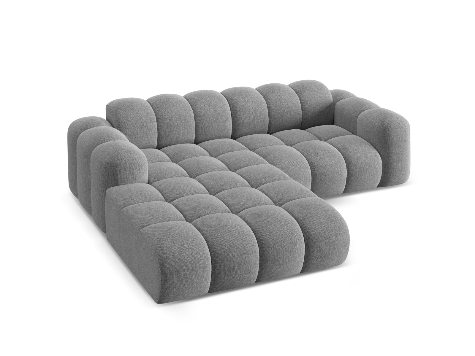 Modernes 3-Sitzer Ecksofa Treno in dezentem Grau, ideal für gemütliche Wohnräume, erhältlich bei Cosmopolitan Design.