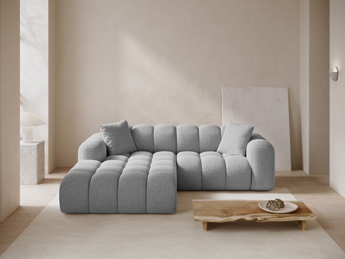 Ecksofa links Treno von Cosmopolitan Design mit Stoffbezug und schwarzen Beinen