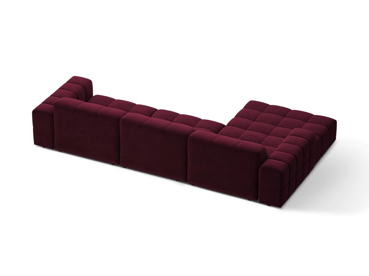 Ecksofa links Chicago von Cosmopolitan Design in Light Beige-Venus Samtvelours, Holzrahmen, Récamiere links, Kunststoffbeine schwarz.